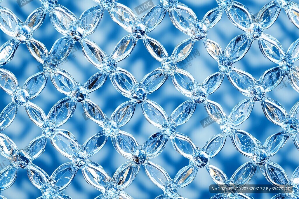 蓝色晶莹水晶链状图案