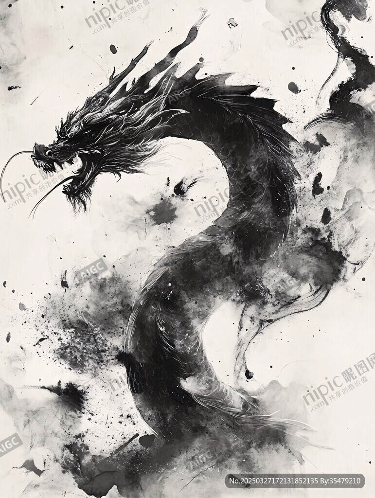 水墨蛟龙图