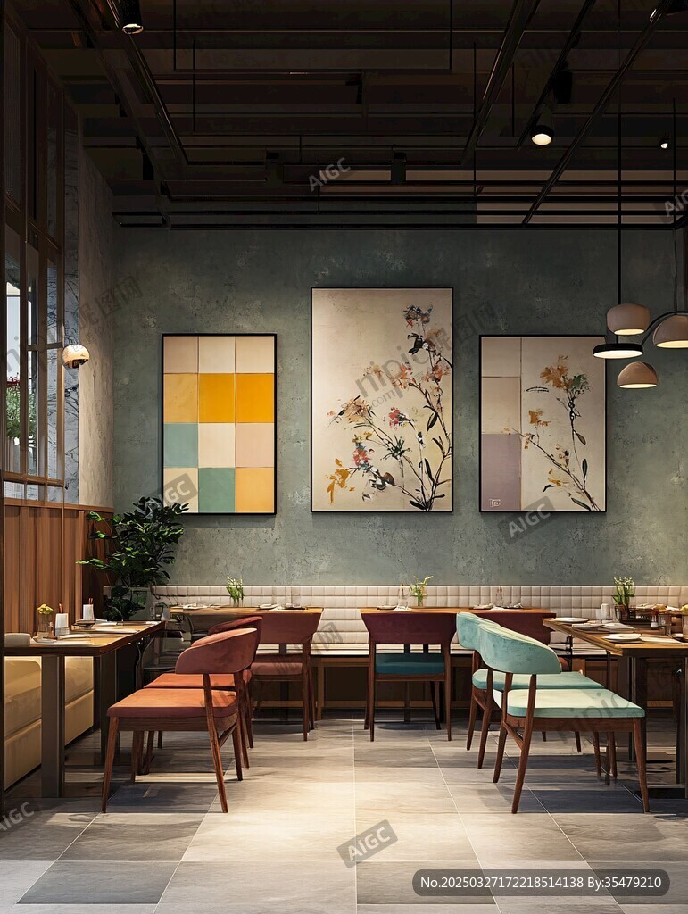 工业风餐厅室内温馨场景