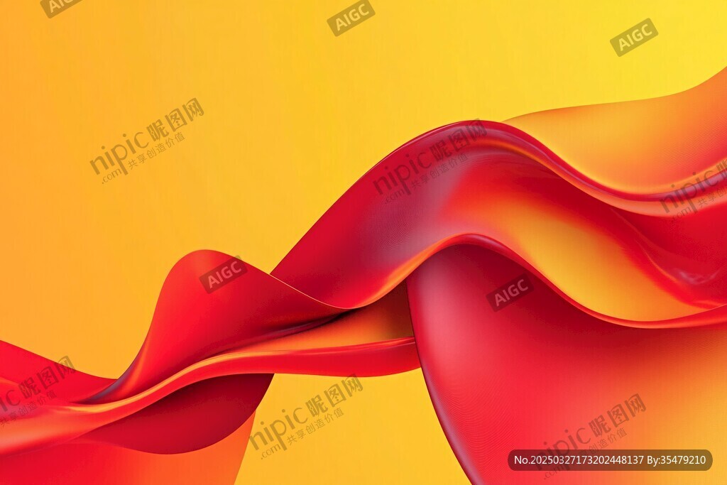 流动炫彩红绸背景画面