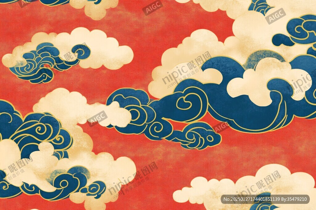 中式云纹图案背景图