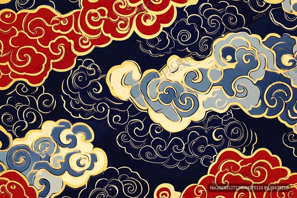 中式古典祥云花纹图案