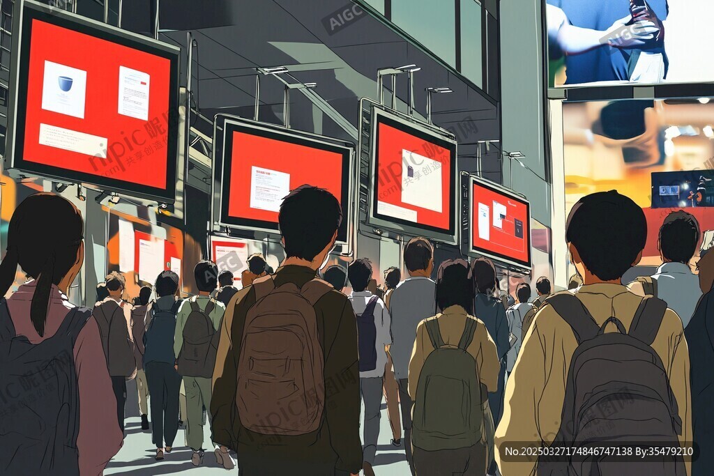 人群中的电子屏场景