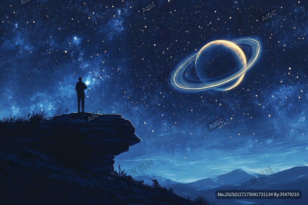 仰望星空的孤独旅人