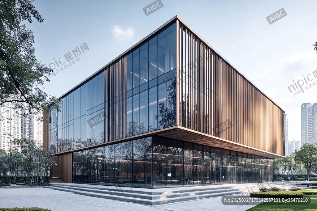 现代风格玻璃幕墙办公建筑