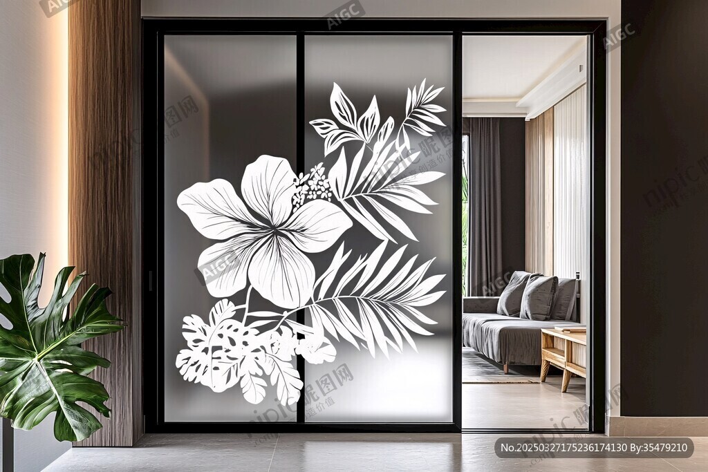 花卉玻璃移门 室内装饰新宠