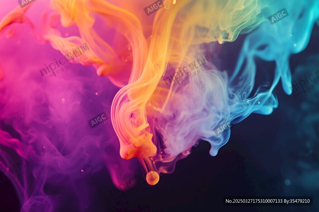 彩色墨水在水中舞动