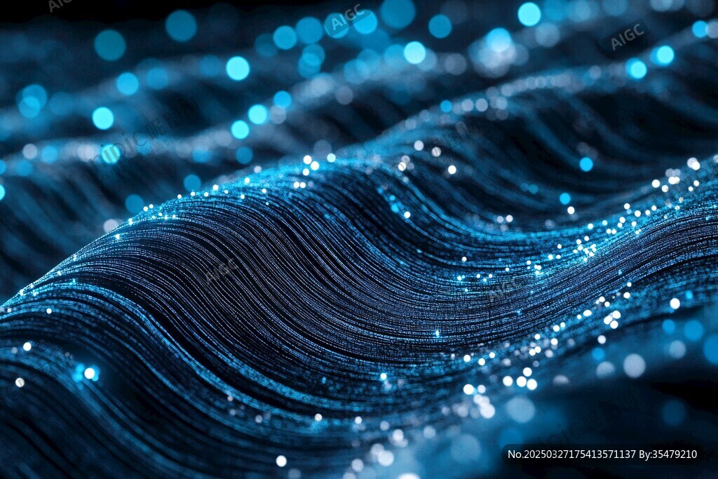 梦幻蓝调数字波浪纹理