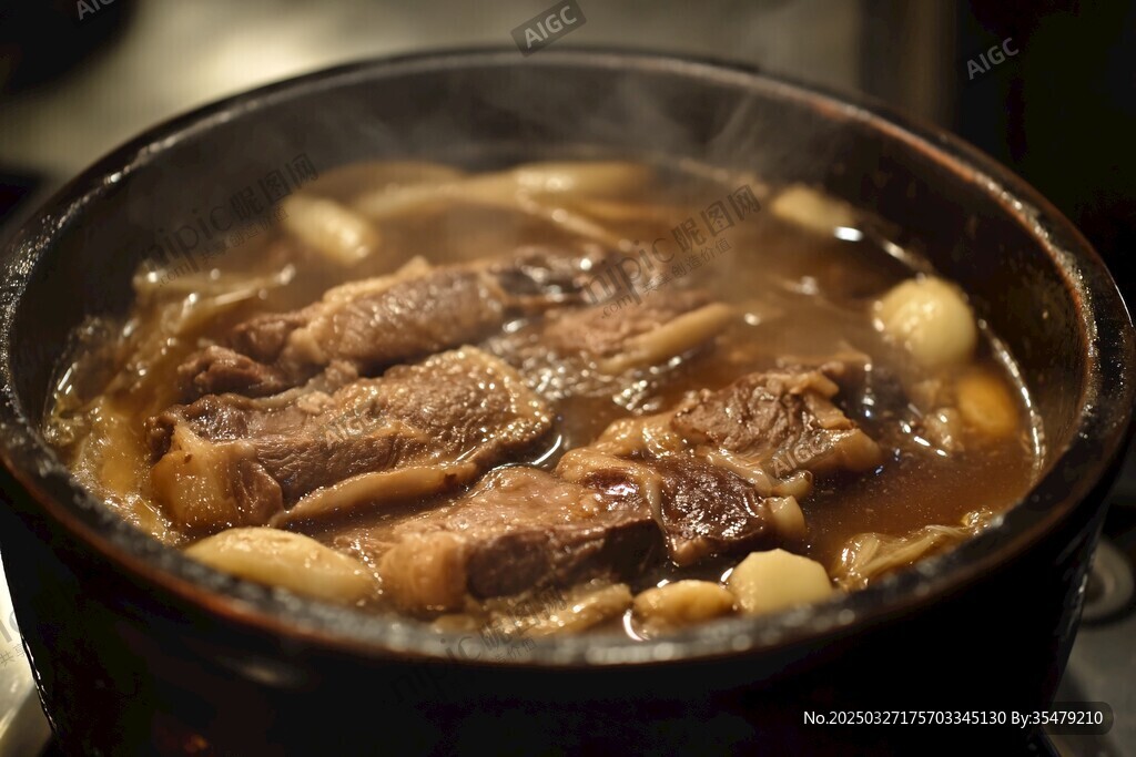热气腾腾的美味牛肉炖锅