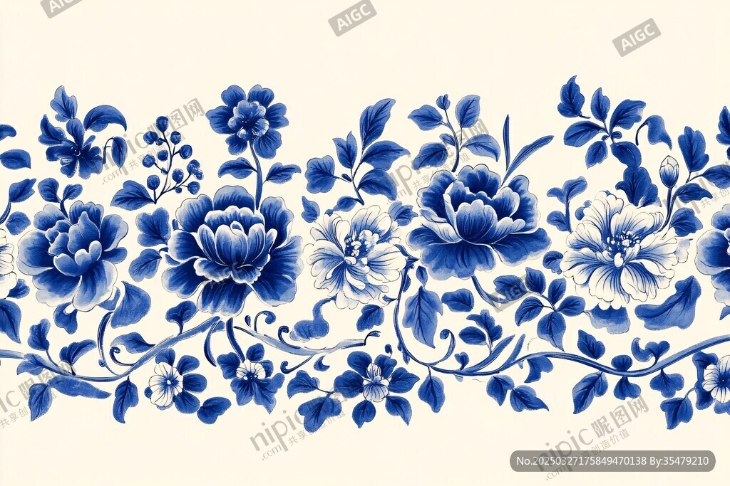 青花花卉纹饰图案