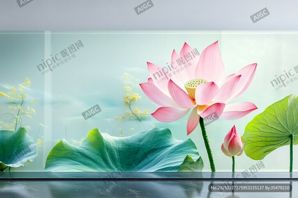 梦幻荷花图 清新自然意境