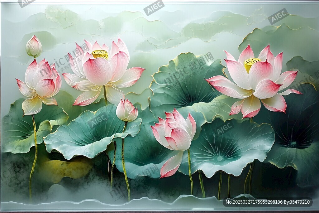 水墨荷花图 清新雅致意境美