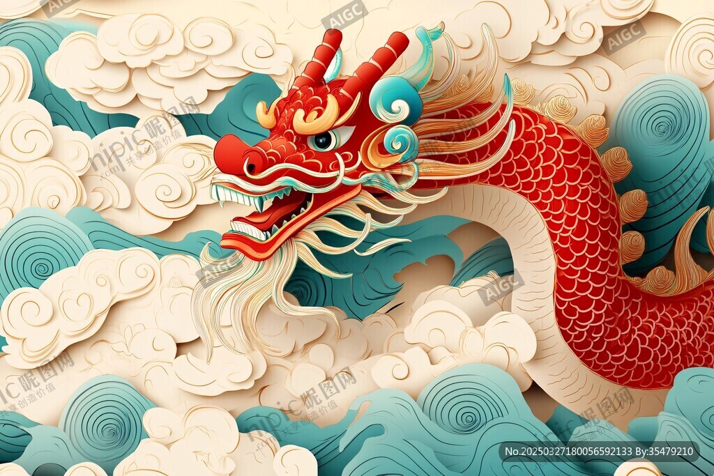 龙游云海中式祥瑞图景