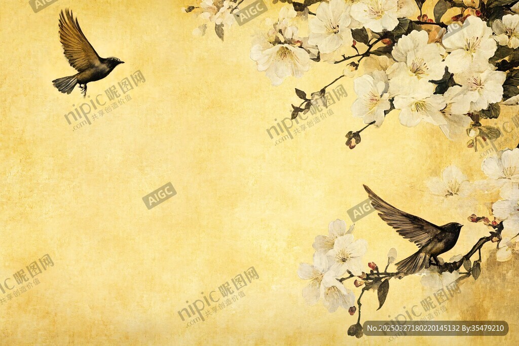 花鸟图 春景中的灵动瞬间