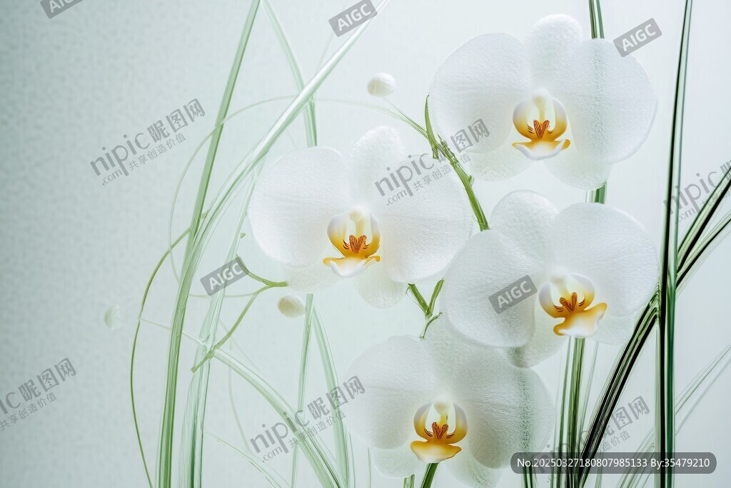 优雅白蝴蝶兰清新绽放