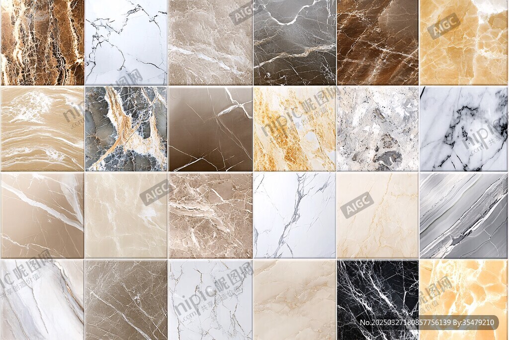 多样大理石纹理瓷砖展示