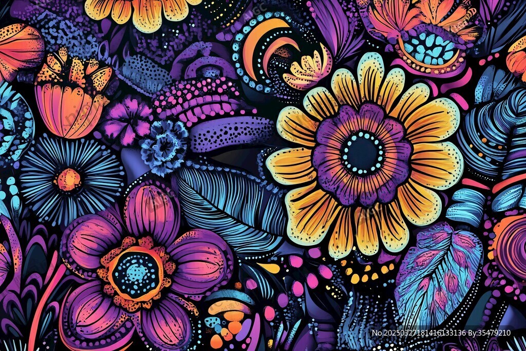 绚丽多彩花卉图案纹理