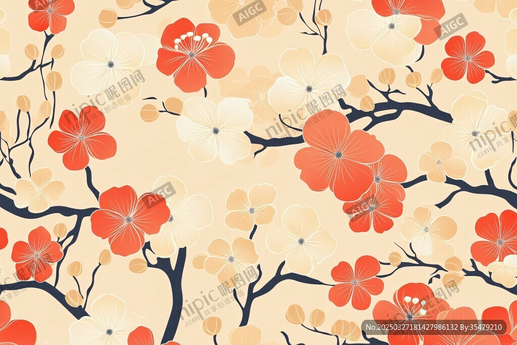 春日繁花无缝背景图案