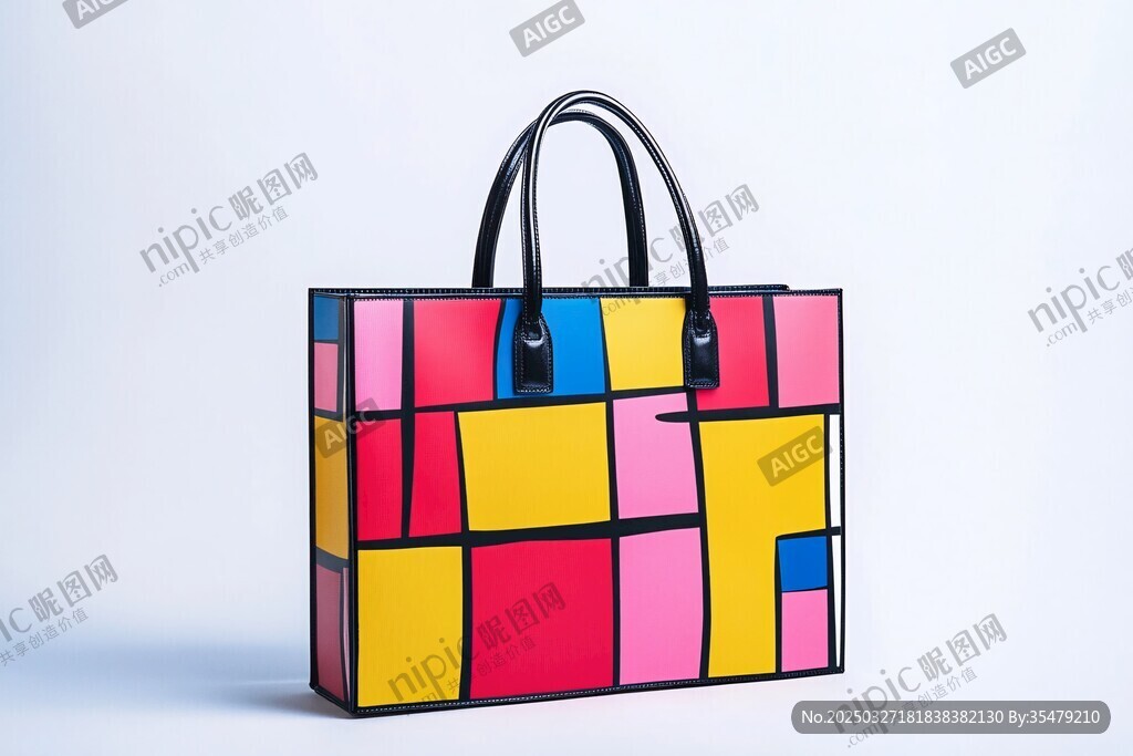 彩色拼接手提包展示