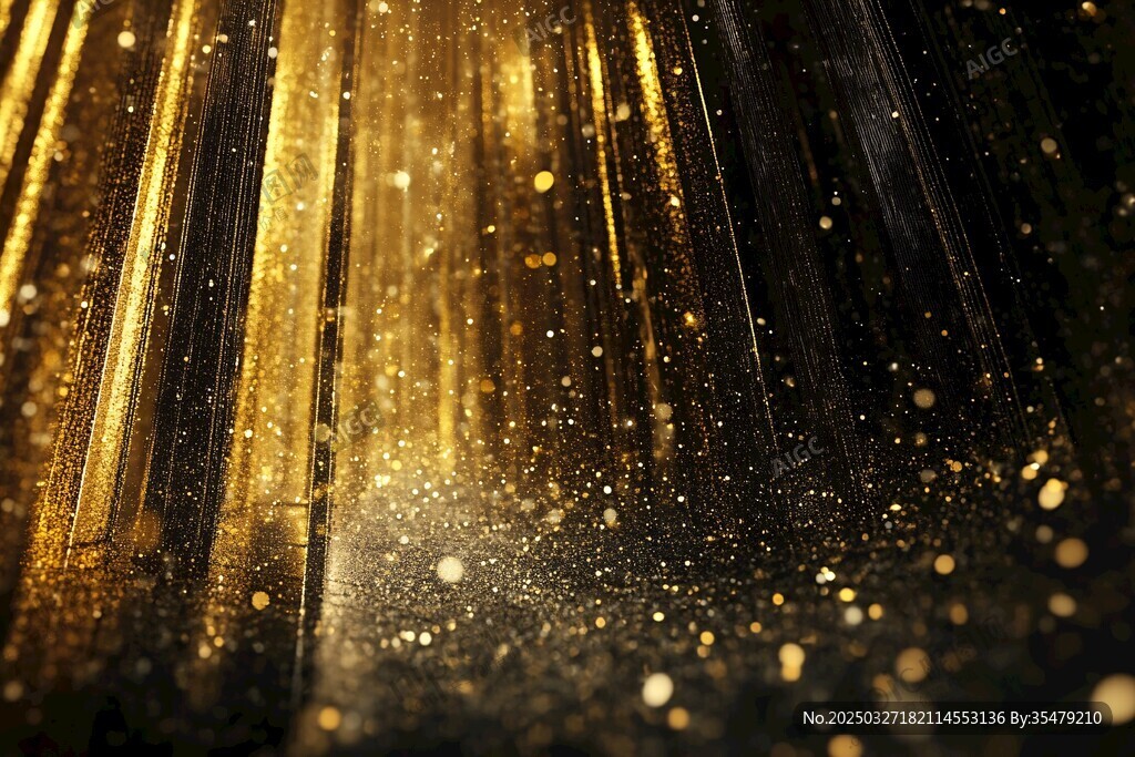 金色粒子光线梦幻背景