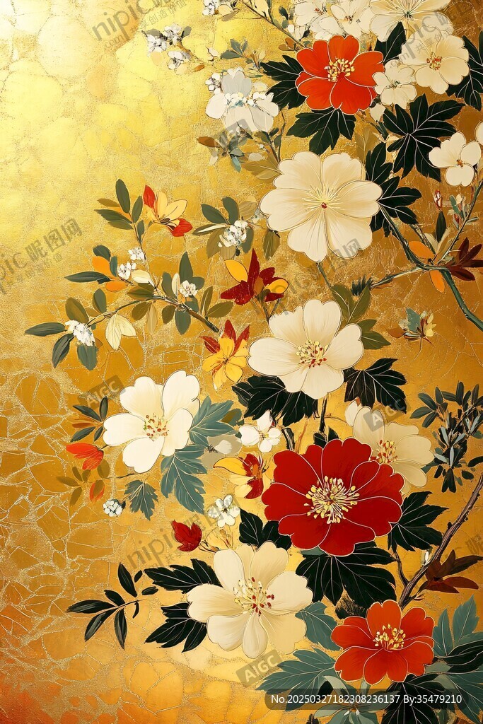 金色底繁花图