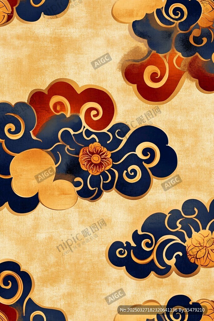 中式传统祥云花纹图案