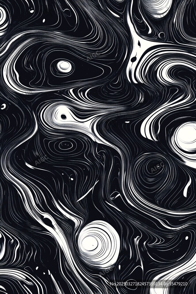 黑白流体艺术纹理图案