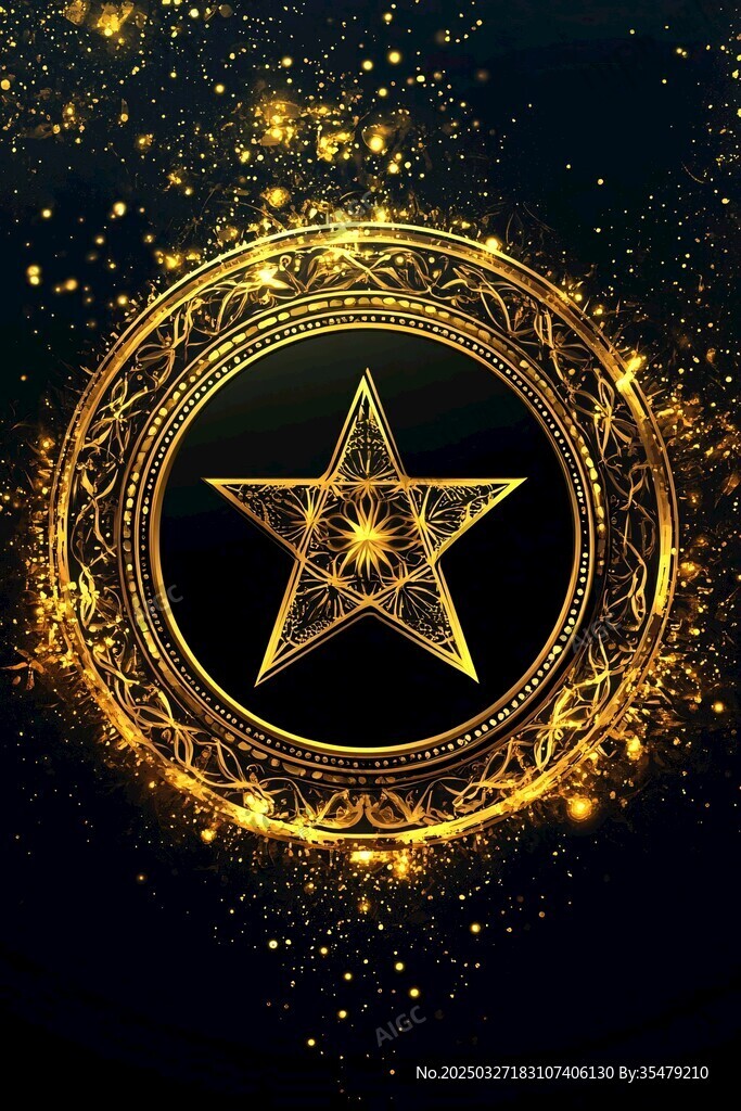 金色神秘五角星魔法光环