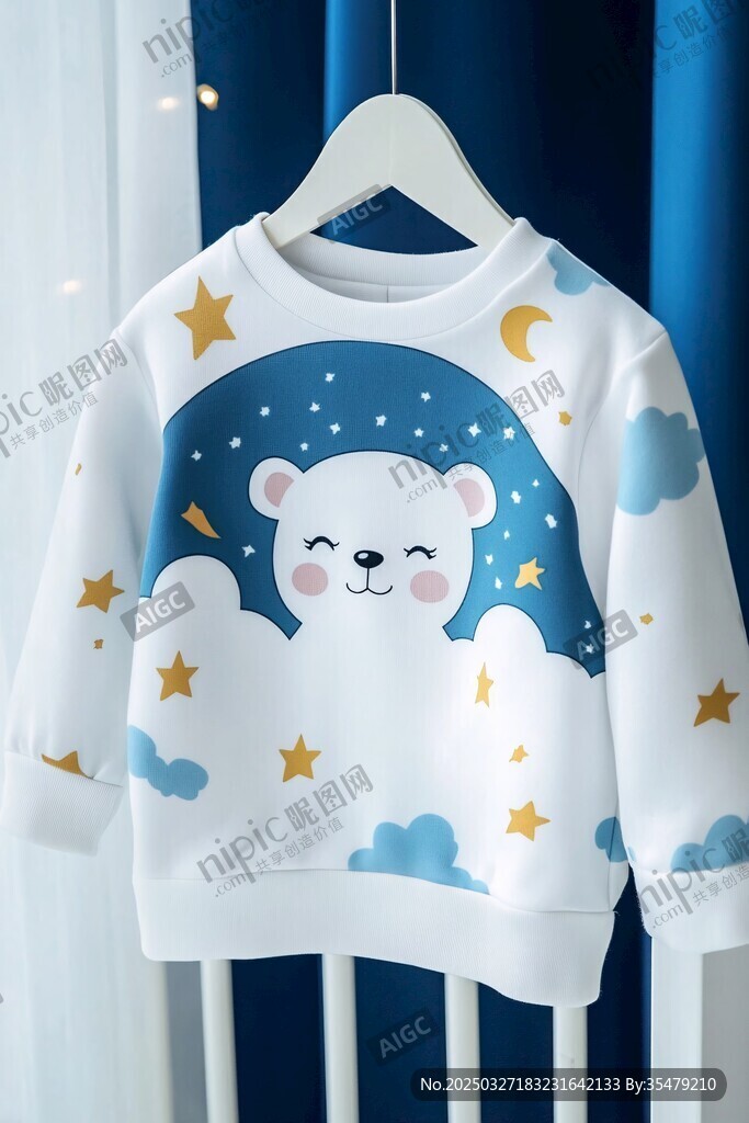 可爱小熊星空图案儿童卫衣