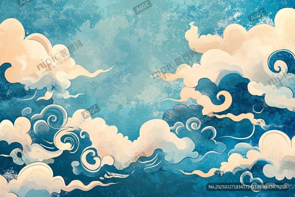 中式古风云海梦幻背景图