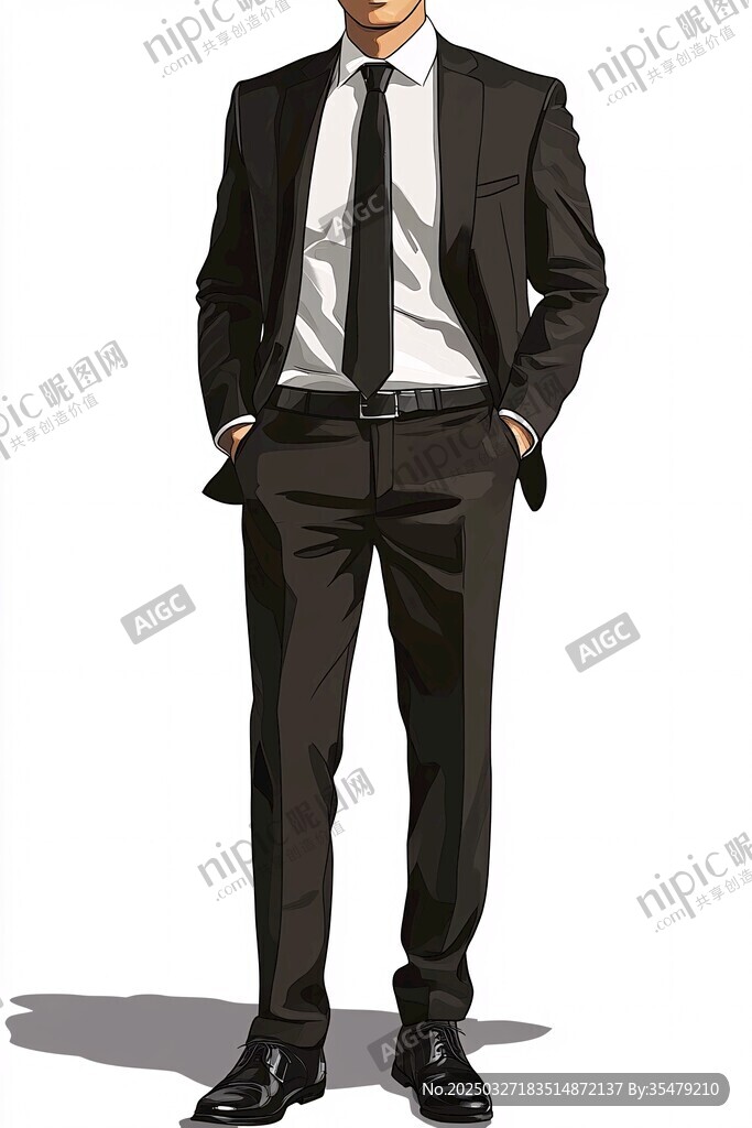 帅气西装男士插画形象