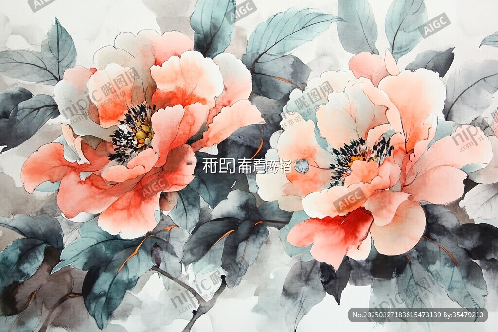 水墨牡丹图