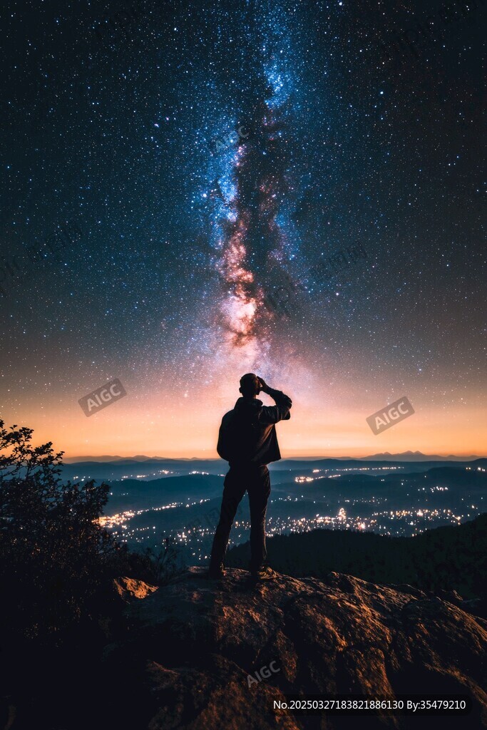 仰望星空的孤独旅人