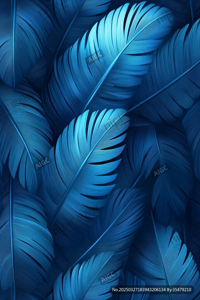 梦幻蓝色羽毛背景纹理