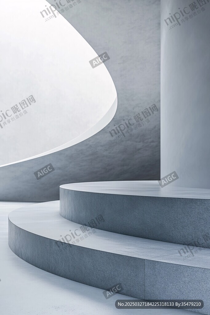 极简混凝土室内阶梯空间