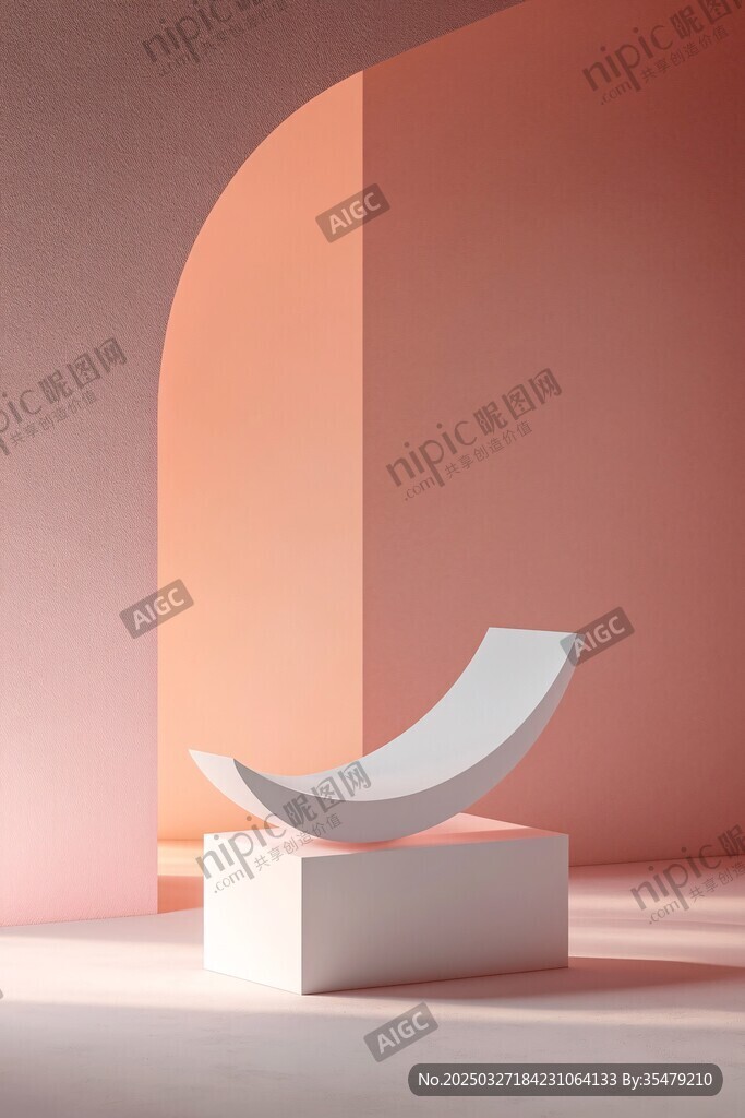 弧形摆件于柔和空间展示