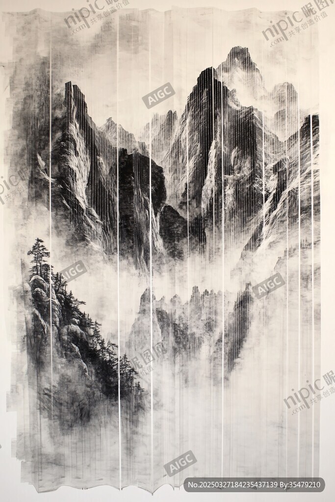 水墨山水屏风画意境悠远