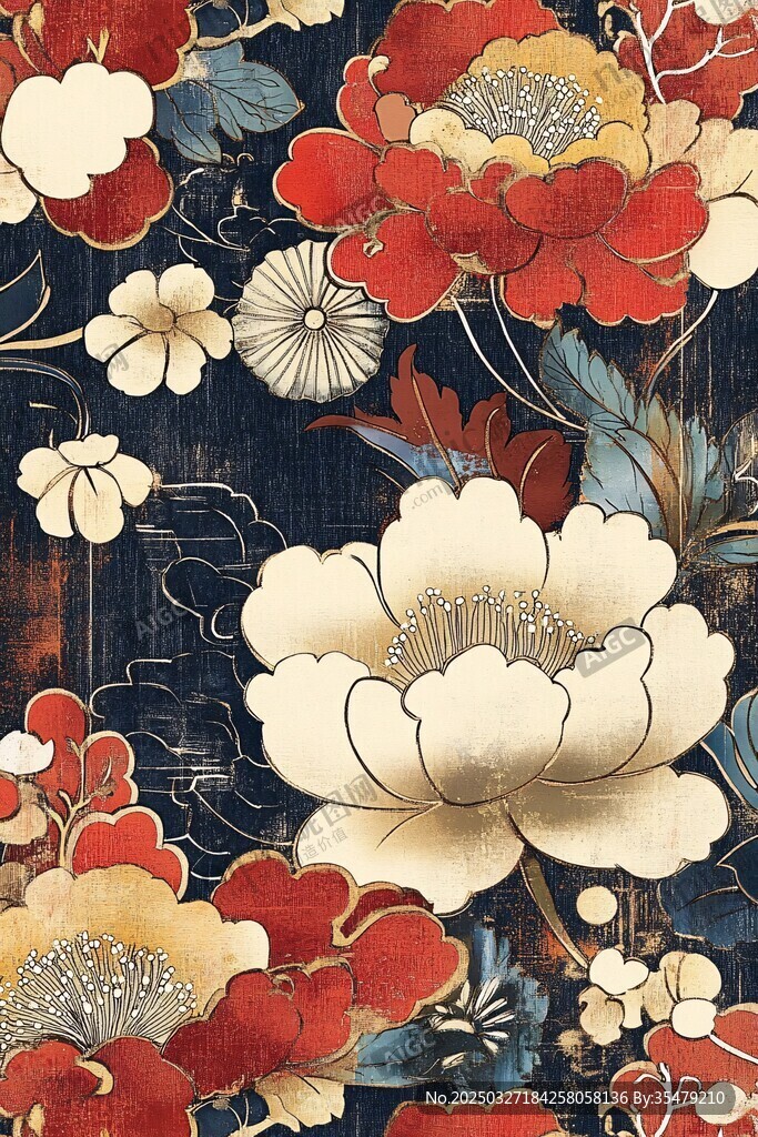 中式复古花卉图案纹理