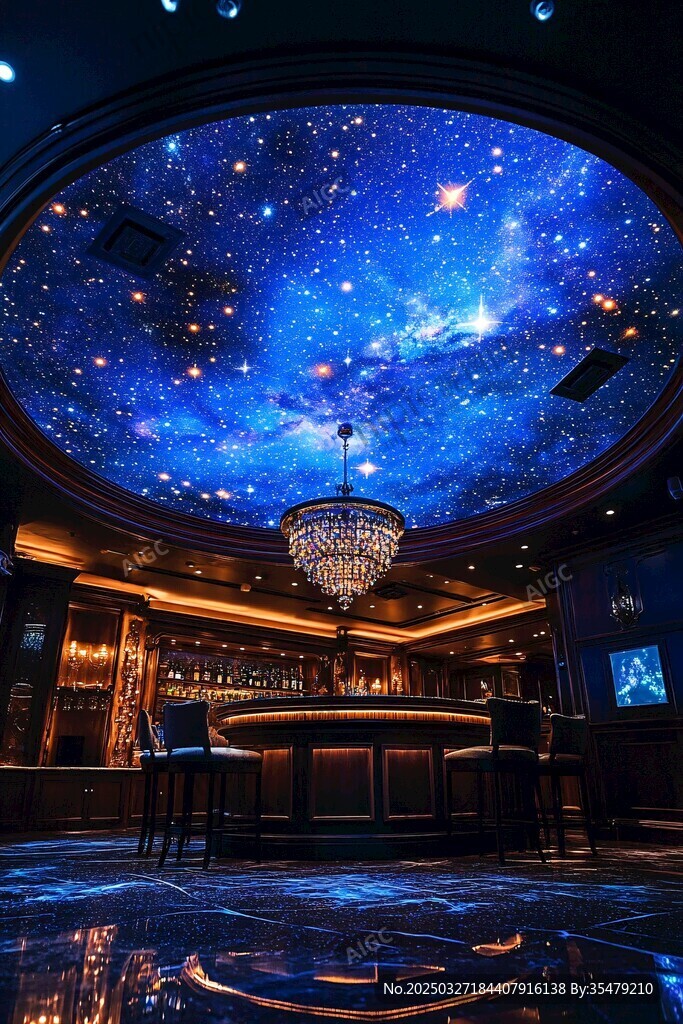梦幻星空主题酒吧天花板