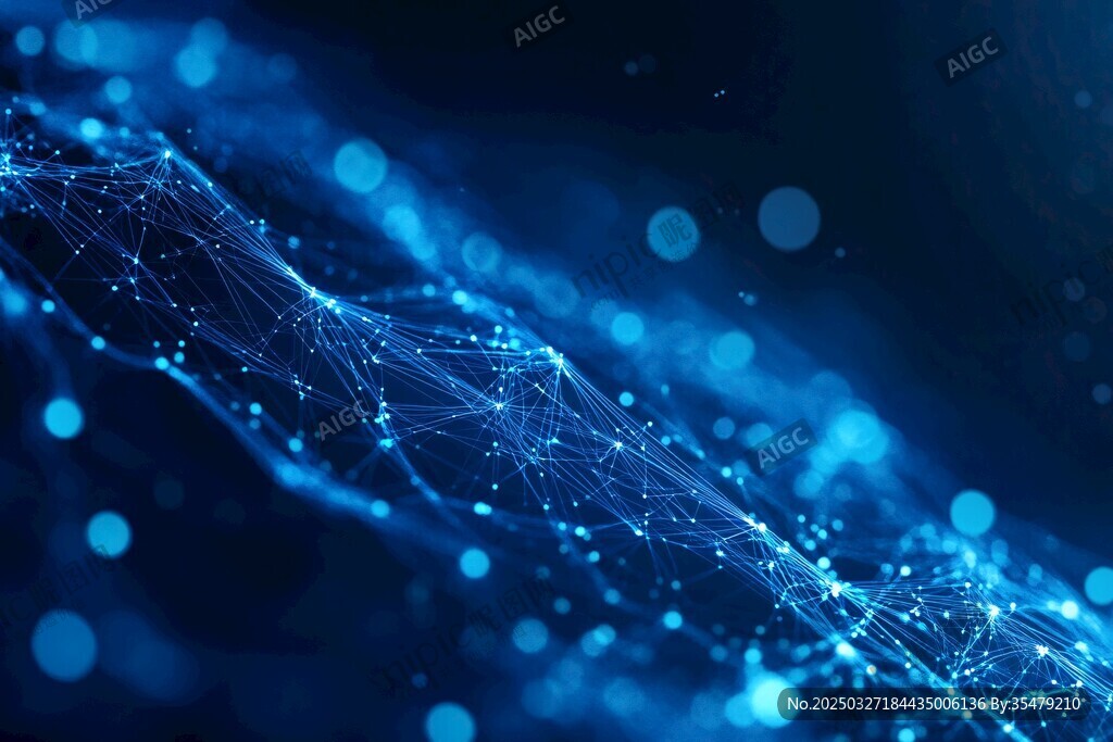 科技感蓝色粒子网络背景图