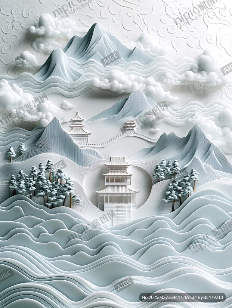 中式山水纸雕艺术景观