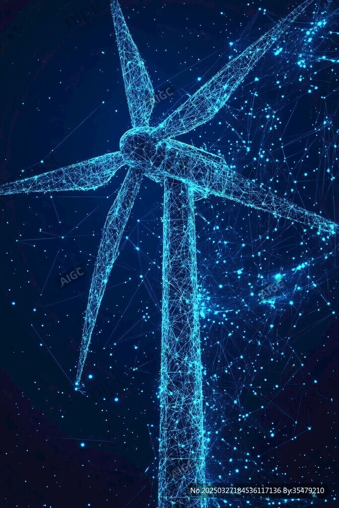 科技感风力发电机数字图像