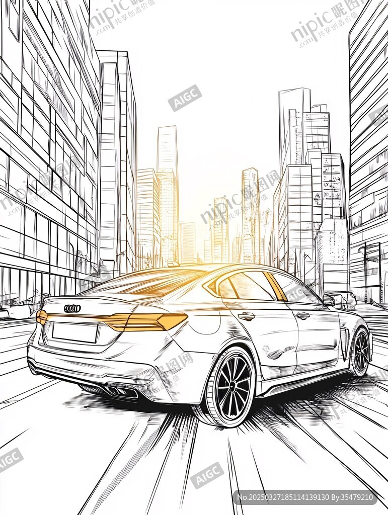 都市中疾驰的现代轿车