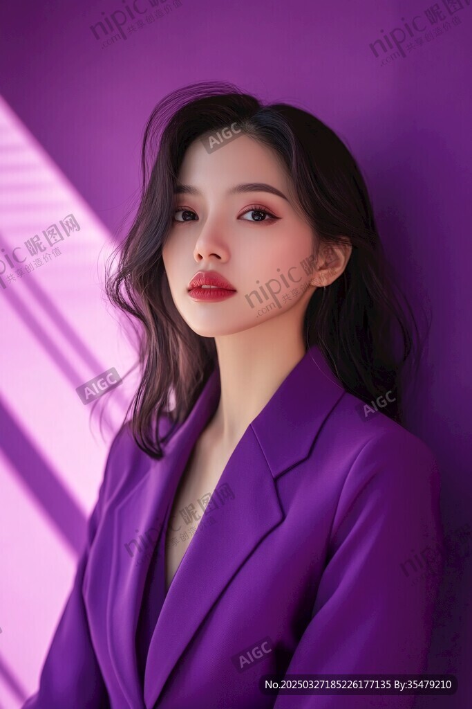 紫衣女子的优雅时尚写真