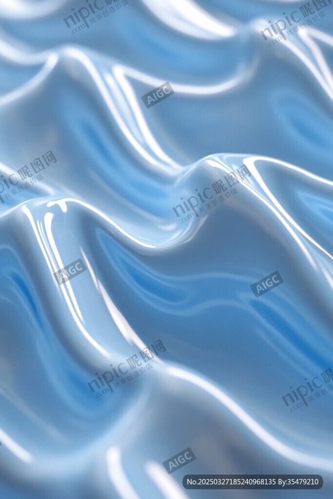 蓝色波纹质感流体画面