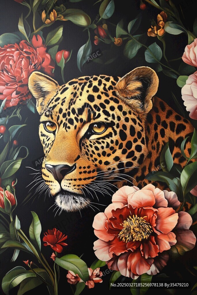 豹栖繁花间