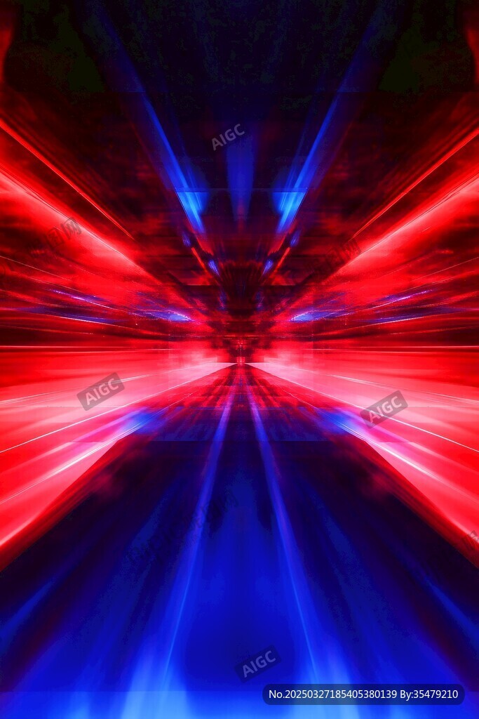 红蓝炫光隧道特效背景