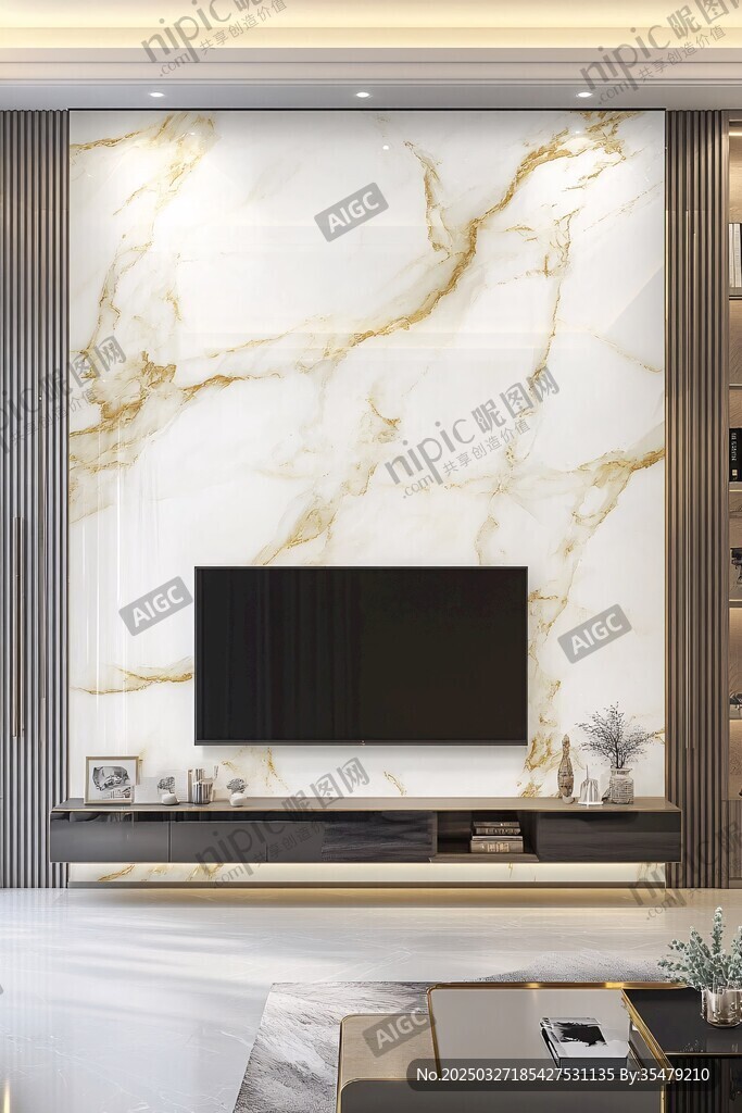 奢华大理石电视背景墙设计