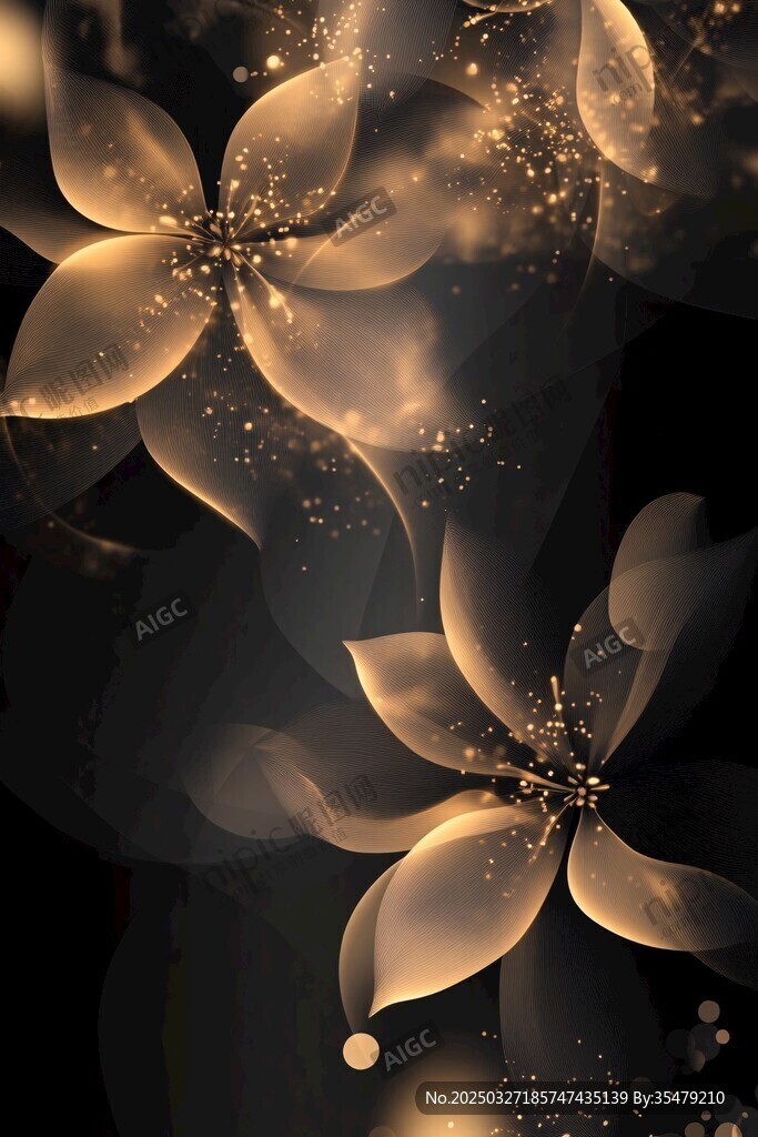 金色梦幻花朵背景图