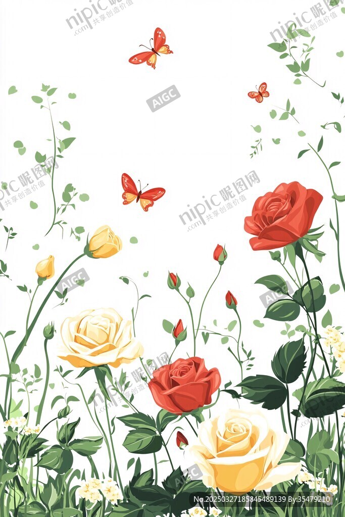花丛蝶舞 浪漫花卉景象
